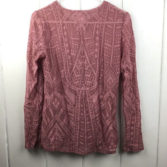 NWT BCBGMAXAZRIA Rose Pink “AGDA” Fitted Lace Long Sleeved Top - Medium - Picture 7 of 10